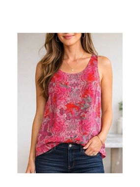 CAbi Pink Paisley-Print Sleeveless Tank